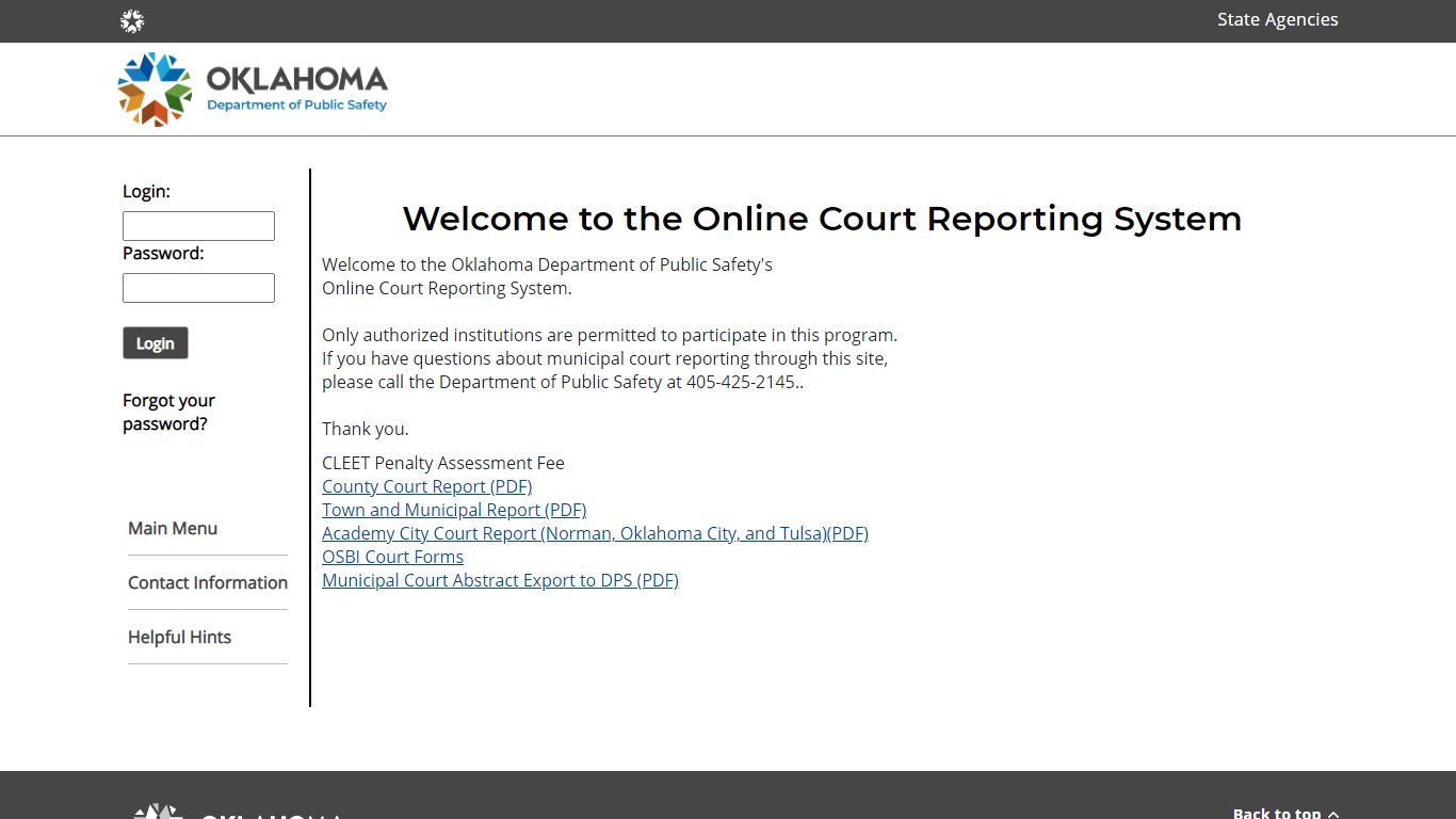 Welcome to the Online Court Reporting System - Oklahoma